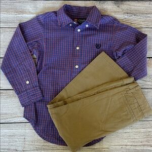 NWT Chaps Button Down Dress Shirt Childrens Place Chino Khaki Pants Boys Size 5